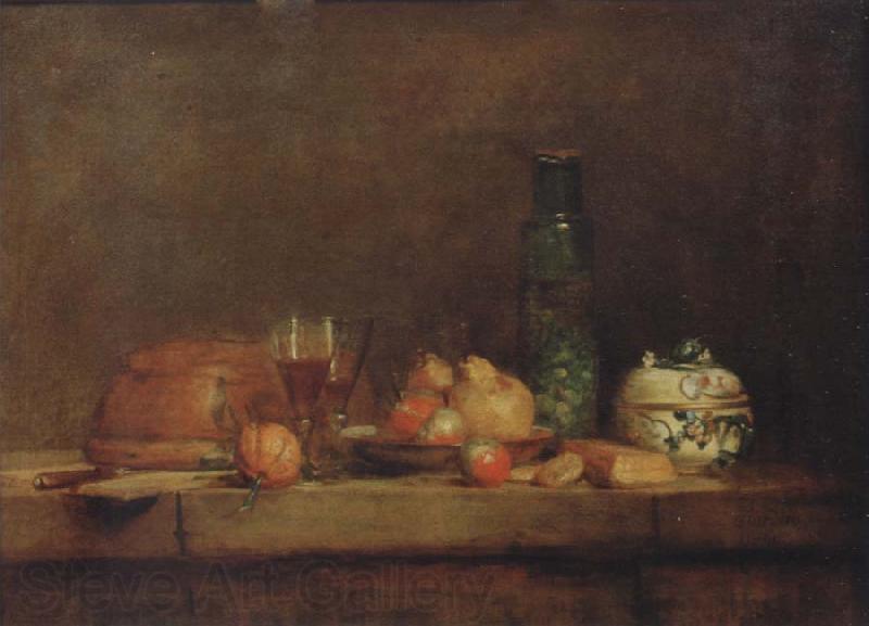 Jean Baptiste Simeon Chardin Style life with olive glass Norge oil painting art